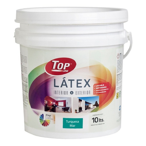 Pintura Latex Lavable Interior Exterior 10 Litros Colores Color Turquesa Mar