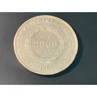 Brasil 2000 Réis Prata 1864 Soberba Br1