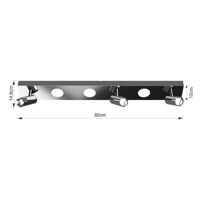 Plafon 6 Luces Led Nacho+eye Cromo Base Rectangular 20376 Rd