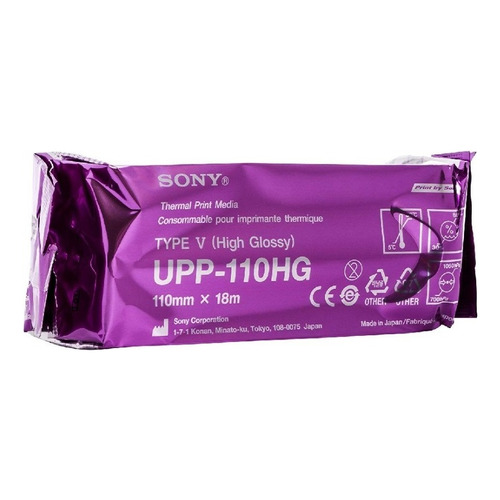 Papel Para Impresora Sony Upp-110hg De 110 Mm X 18 M 1 Rollo Color Negro