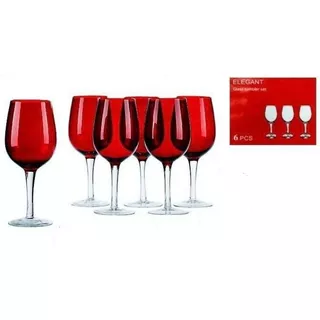 Set De 6 Copas Rojas De Vino 360 Cc Color Rojo