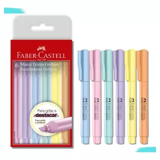 Caneta Marca Texto Grifpen Tons Pastel 6 Cores Faber Castell