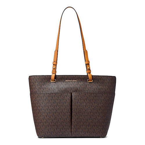 Bolsa Tote Mujer Michael Kors Original Bedford Brown Logo Acabado de los herrajes Dorado Color Marrón oscuro Color de la correa de hombro Marrón Diseño de la tela Monograma