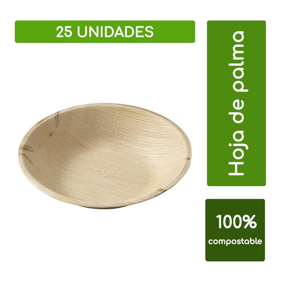 Set 25 Bowls De Hoja De Palma 100% Biodegradable 18cm/7