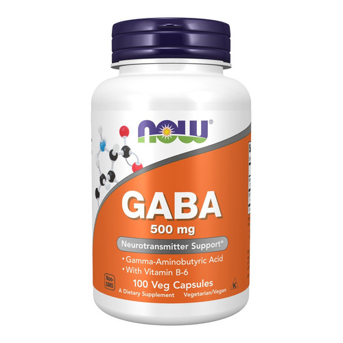 Now Foods Gaba Acido Gamma Aminobutirico 100caps 500mg Sin sabor