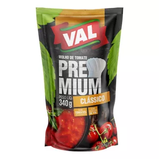 Caixa 24x Molho De Tomate Premium Val Sachê 340g Atacado