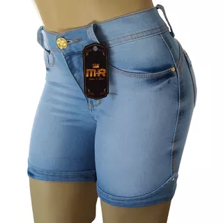 Shorts Femininos Cintura Alta Com Lycra Modelagem Levanta O Bumbum Kit Com 5 Unidades
