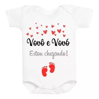 Body Baby Branco Vovó E Vovô Estou Chegando Corações