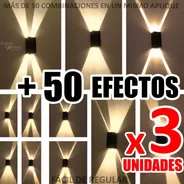 Aplique Pared Interior Luz Transformable 50 Efectos Pack X3u Difusor Regulable Pared Living Comedor Efecto Evento Full