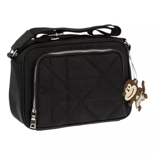 Bolsa Lover Nylon Crossbody Ligera Bolso Dama Mujer 9539 Acabado De Los Herrajes Brillante Color Negro Color De La Correa De Hombro Negro