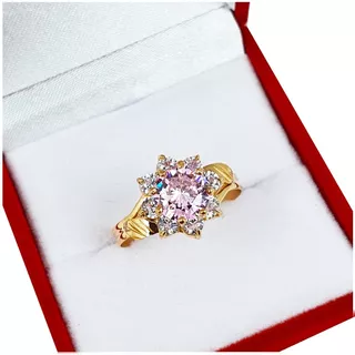 Anillo Compromiso Piedra Rosa Roja Violeta Blanco Oro 18k