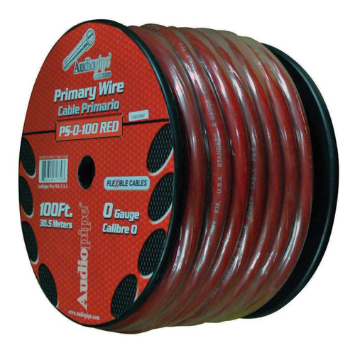 Audiopipe Cable Gauge 0 Flex Alimentación Rojo 1 m