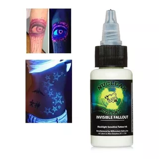 Tinta Blanca Invisible Tatuajes Brilla Luz Negra Uv 1/2oz