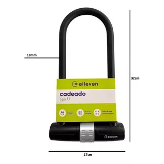 Cadeado Bike Bicicleta U Lock Trava Chave 170x320mm Elleven Cor Preto