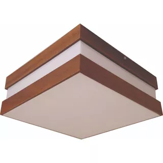 Plafon Sobrepor Luminária Duas Madeira Sala 50 Cm Ac20650