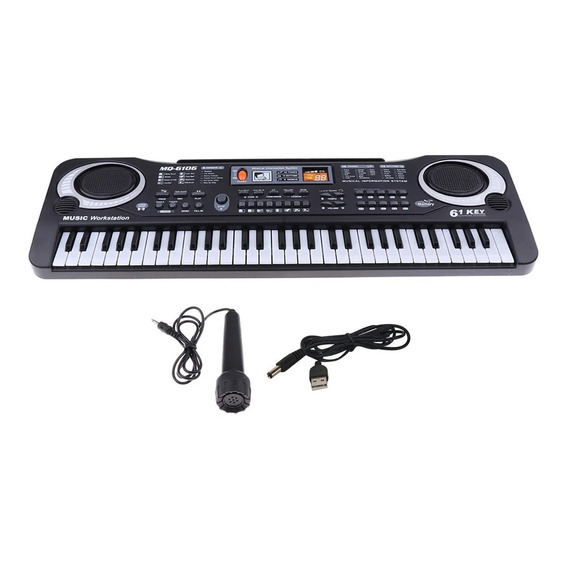 Piano Organeta Teclado Para Niños 61 Teclas Color Negro 110V