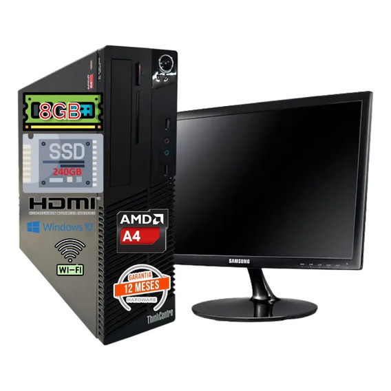 Cpu+monitor 19  Lenovo M79 A4-8350b 8gb 240gb Ssd Wifi Hdmi