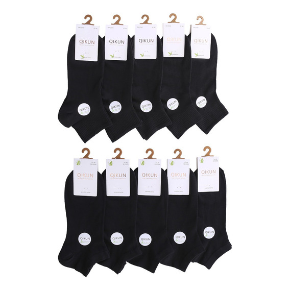 12 Pares Calcetines Mujer Bambú Respirable Training Negro