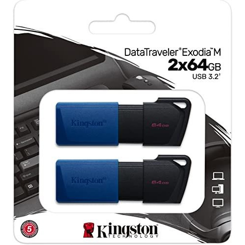 Kit Memoria Usb-a Flash Kingston Dt Exodia M 64gb 3.2 Gen 1 Color Negro Liso