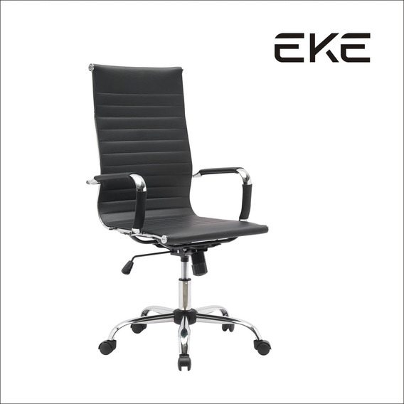 Silla de escritorio Eke Life Home YX-8503 ergonómica  negra con tapizado de cuero sintético y mesh y tela