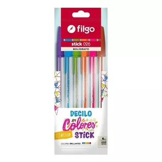 Boligrafo Birome Lapicera Filgo Stick 026 X 6 Colores