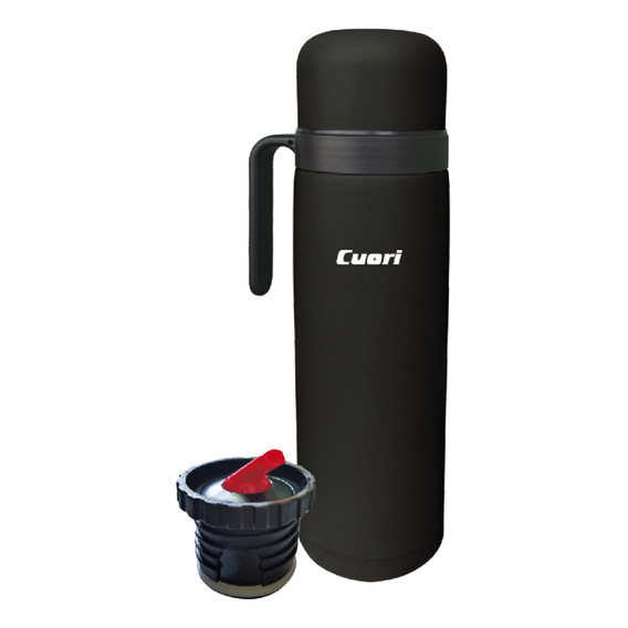 Termo Cuori 1 Lt Acero Inox Con Asa Tapon Cebador Tero Color Negro