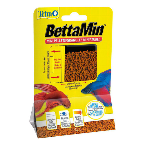 Tetra Bettamin Mini Pellets 4.5g Comida para Peces Betta Granulos 0.5mm Bandeja Dispensador Alimento Completo 43% Porteína con Vitaminas y Minerales