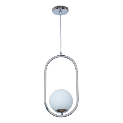 Colgante 1 Luz Marsella Oval Cromo Globo Opal Apto E27 Deco