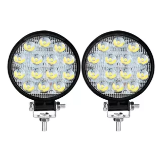 Farol Milha Led 42w 14 Leds Universal Redondo Off-road 6000k