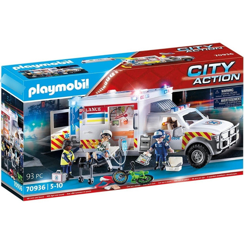 Juego Playmobil City Action Vehículo De Rescate Us Ambulance