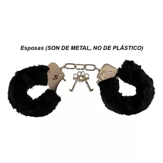 Esposas De Metal Con Peluche Sado Juguetes Sexshop Exitoys Color Negro