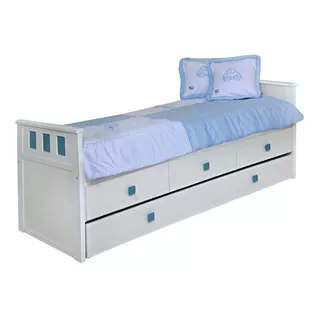 Divan Con Carro Cama Y 3 Cajones 1 Plaza Blanco Infantil