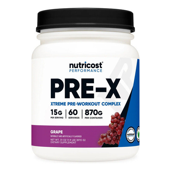 Pre X - Nutricost Pre-workout - 60 Serv. Full Dosis - 870gr