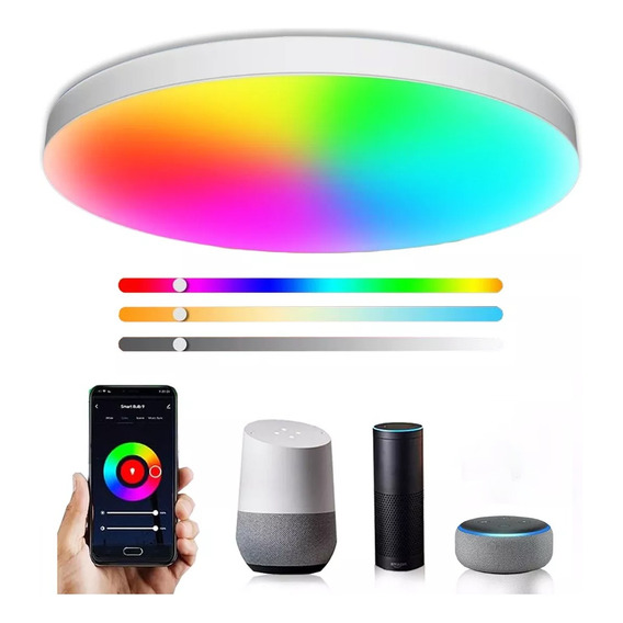 Lámpara De Techo Led Wifi Inteligente Para Alexa 24w Rgb Luz