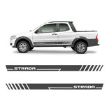 Faixa Lateral Fiat Strada 2013/2014 Adesivo Decorativo Sport Cor Grafite