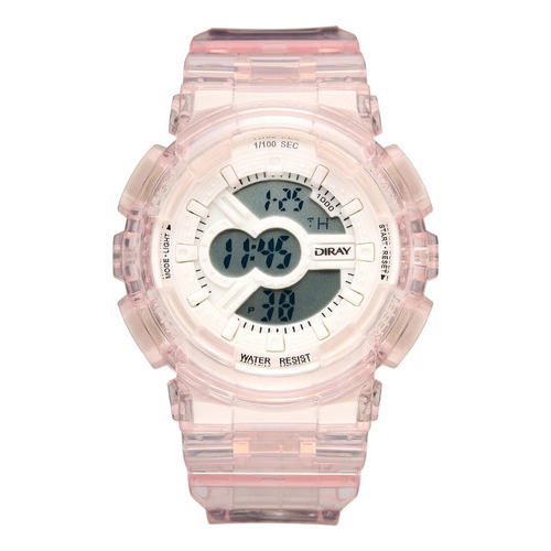 Reloj De Pulsera Diray Para Mujer Deportivo Dr216lct3 Color de la correa Rosa Color del bisel Rosa Color del fondo Gris