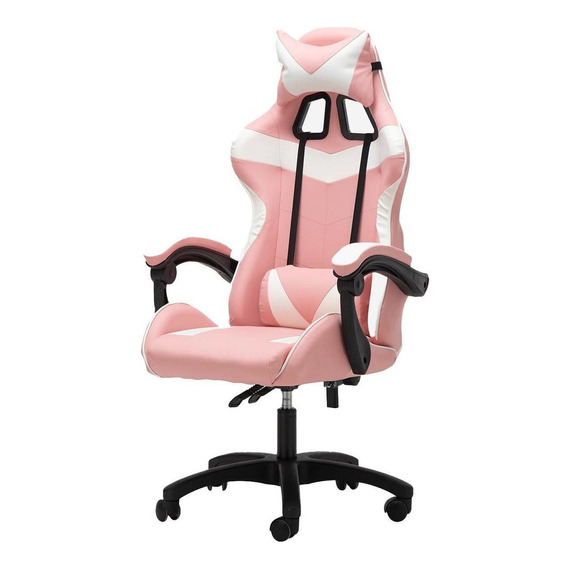 Silla de escritorio Urban Design DA2606-2 SG gamer ergonómica  rosa y blanca con tapizado de cuero sintético