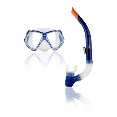 Combo Mascara Y Snorkel Escualo Modelo Expert Azul
