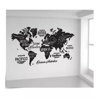 Vinilo Decorativo Mapa Mundi Mundo Planisferio Continentes G