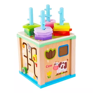 Cubo Didáctico Aprende De Madera Montessori Niños Infantil 