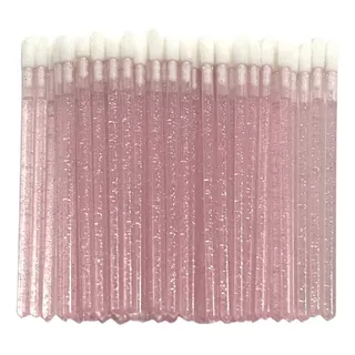 100 Pincel/aplicador Descartável De Batom Gloss Cor Rosa