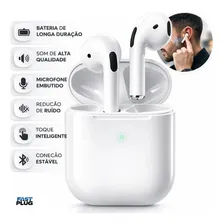 Fone De Ouvido Bluetooth Sem Fio Bateria de Longa Duração Pro 4 Branco Conecta Rápido Fast Plug Com Case Carregador E Microfone