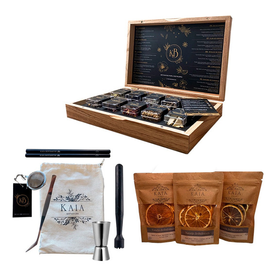 Kit Mixologia Gin Kaia X 10 Botanicos + Citrico + Bartools