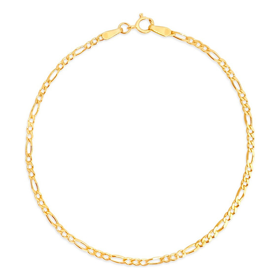 Pulsera Figaro 3x1 Oro 14k Kilates 18cm 21cm 2.8mm Italy Color Dorado Diámetro 6 cm Largo 18 "