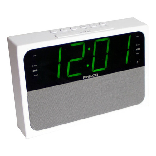 Radio despertador Philco Fm Bluetooth con cargador y bivolt de color blanco
