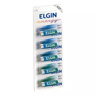 05 Pilhas Baterias Elgin 27a 12v A27 Alcalina 1 Cartela