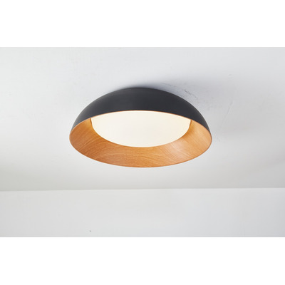 Plafon Led Well 36w Negro Madera Deco Moderno 50cm Vig