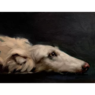 Borzoi Dog Cachorro Portrait Numero 2 Tela 76cm X 55cm