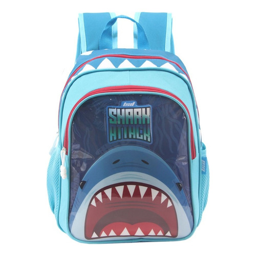 Mochila Escolar Niños Nene Colegio Reforzada Mediana Tiburon Color Azul