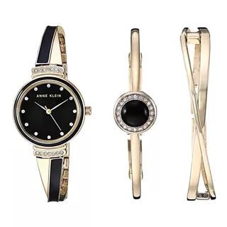 Anne Klein | Reloj Y Pulsera Mujer | Ak/3292bkst | Original Color De La Correa Negro Dorado Color Del Bisel Negro Dorado Color Del Fondo Negro